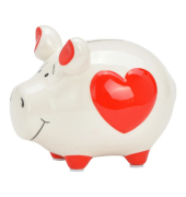Spardose Schwein (mittel) 10042109 , "rotes Herz ~Aufdruck|ohne|#~"